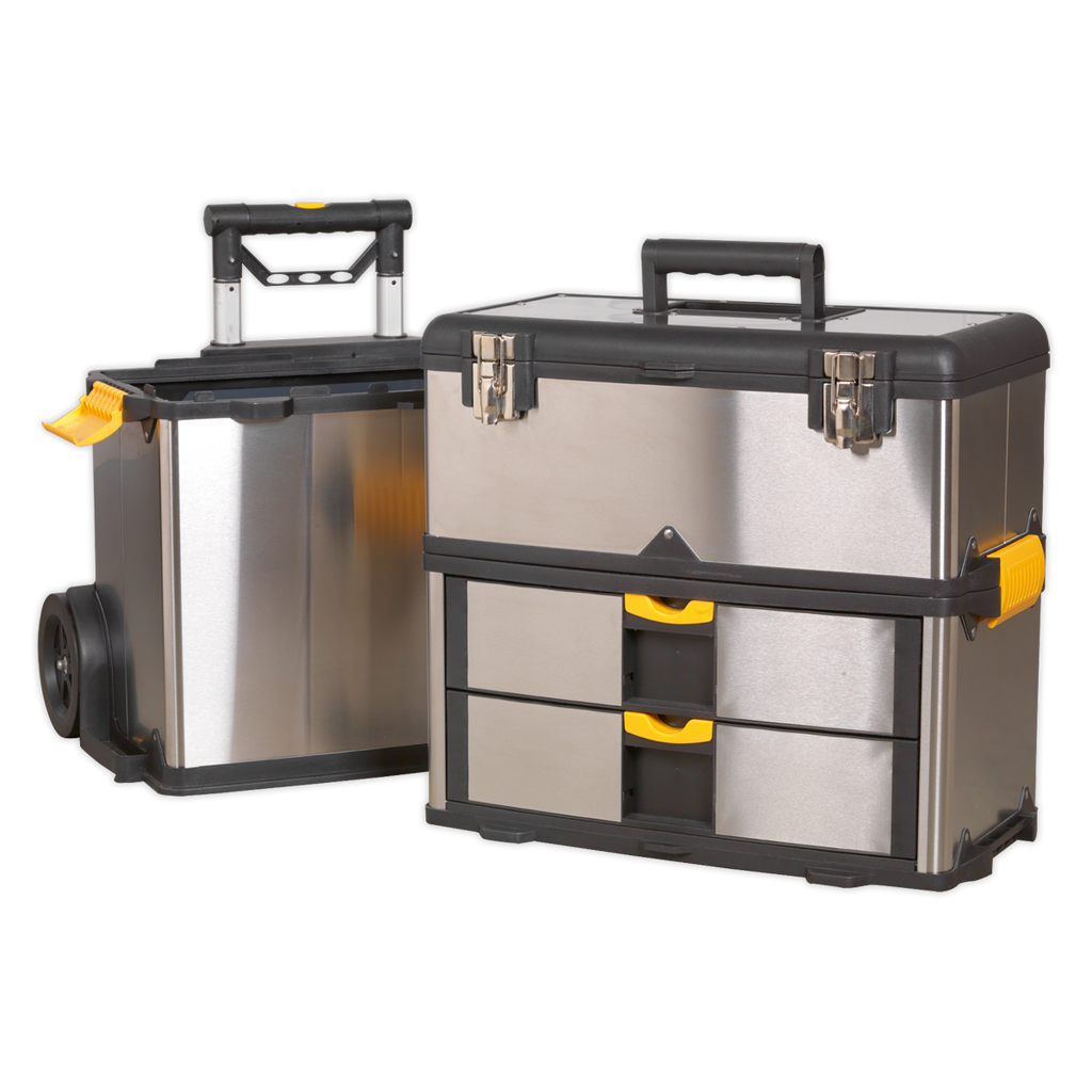 Mobile Stainless Steel/Composite Toolbox with 3 Compartments AP855