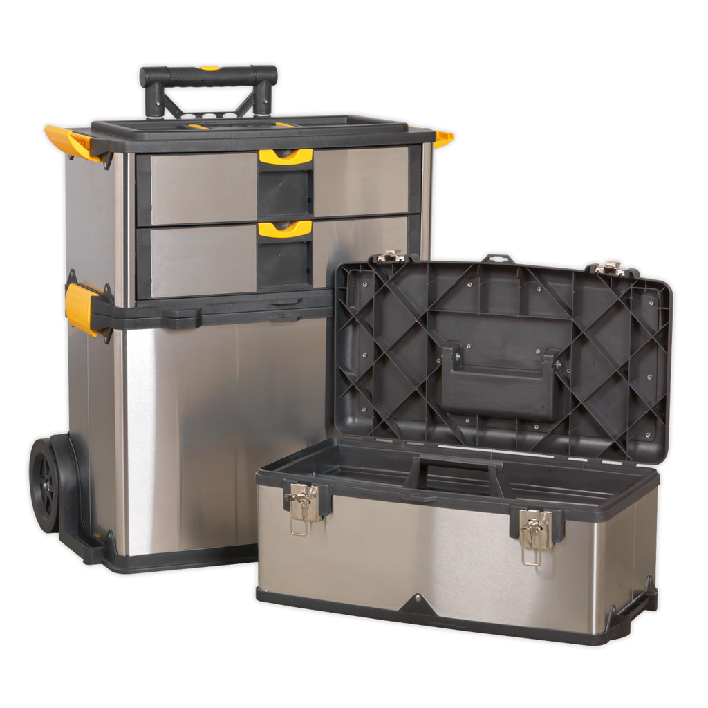 Mobile Stainless Steel/Composite Toolbox with 3 Compartments AP855