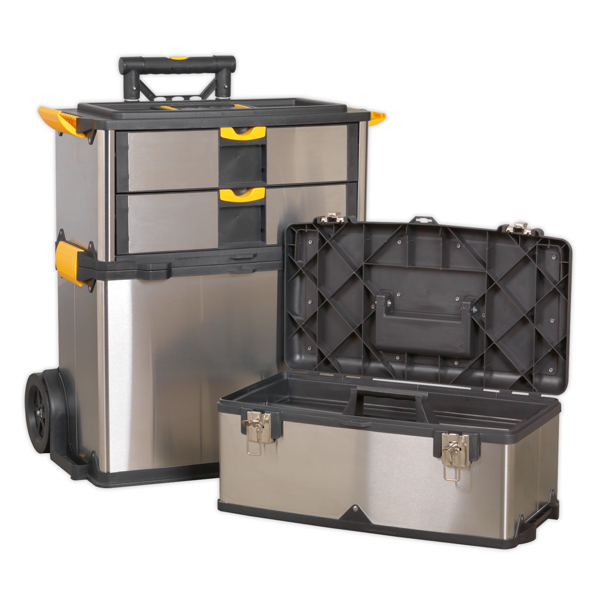 Mobile Stainless Steel/Composite Toolbox with 3 Compartments AP855