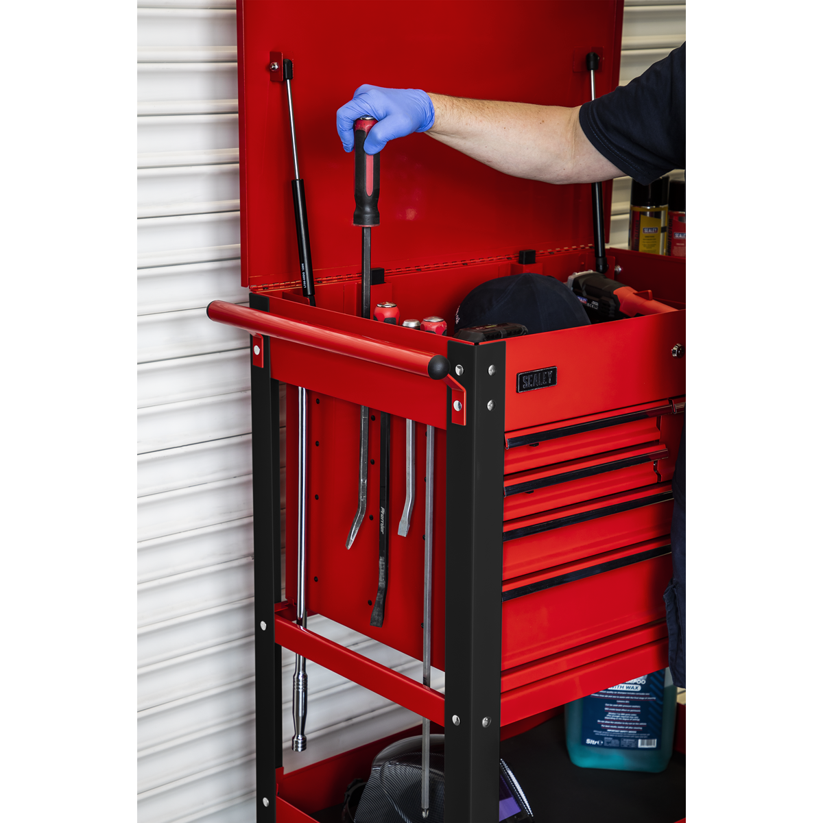 Heavy-Duty Mobile Tool & Parts Trolley with 5 Drawers & Lockable Top AP890M