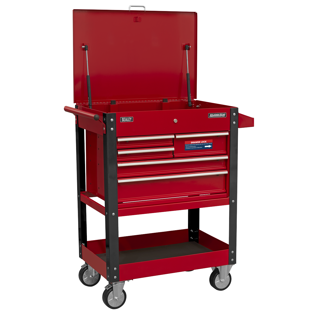 Heavy-Duty Mobile Tool & Parts Trolley with 5 Drawers & Lockable Top AP890M
