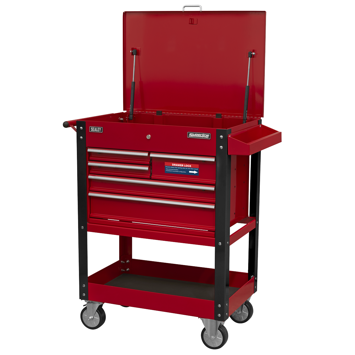 Heavy-Duty Mobile Tool & Parts Trolley with 5 Drawers & Lockable Top AP890M