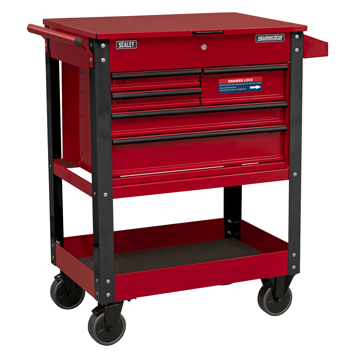 Heavy-Duty Mobile Tool & Parts Trolley with 5 Drawers & Lockable Top AP890M