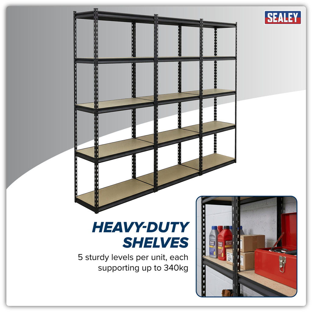 Racking Unit with 5 Shelves 340kg Capacity Per Level - Set of 3 AP900RCOMBO1