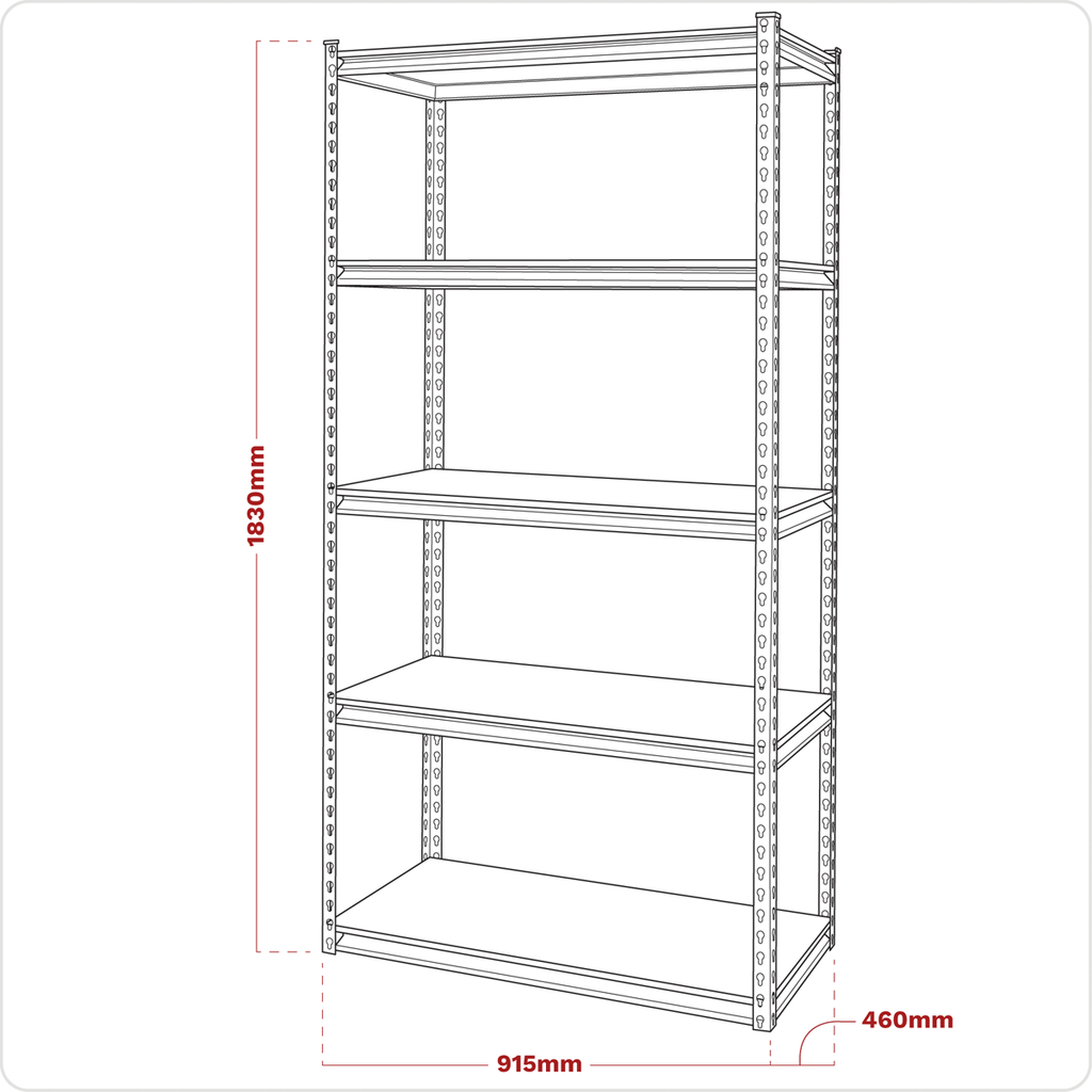 Racking Unit with 5 Shelves 340kg Capacity Per Level AP900R