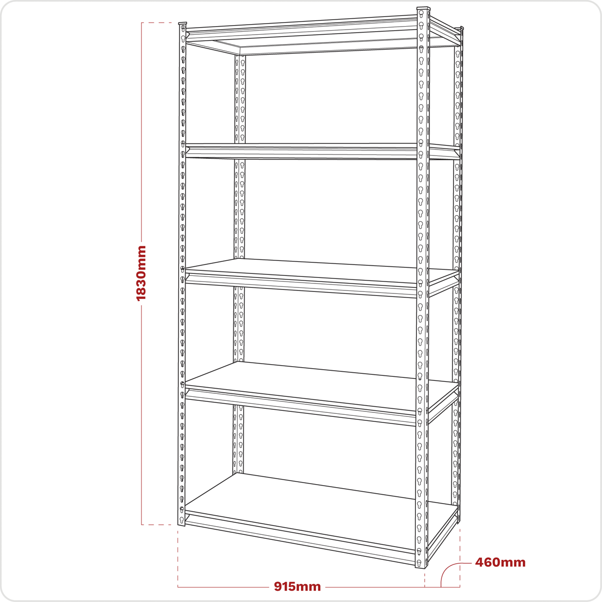 Racking Unit with 5 Shelves 340kg Capacity Per Level AP900R