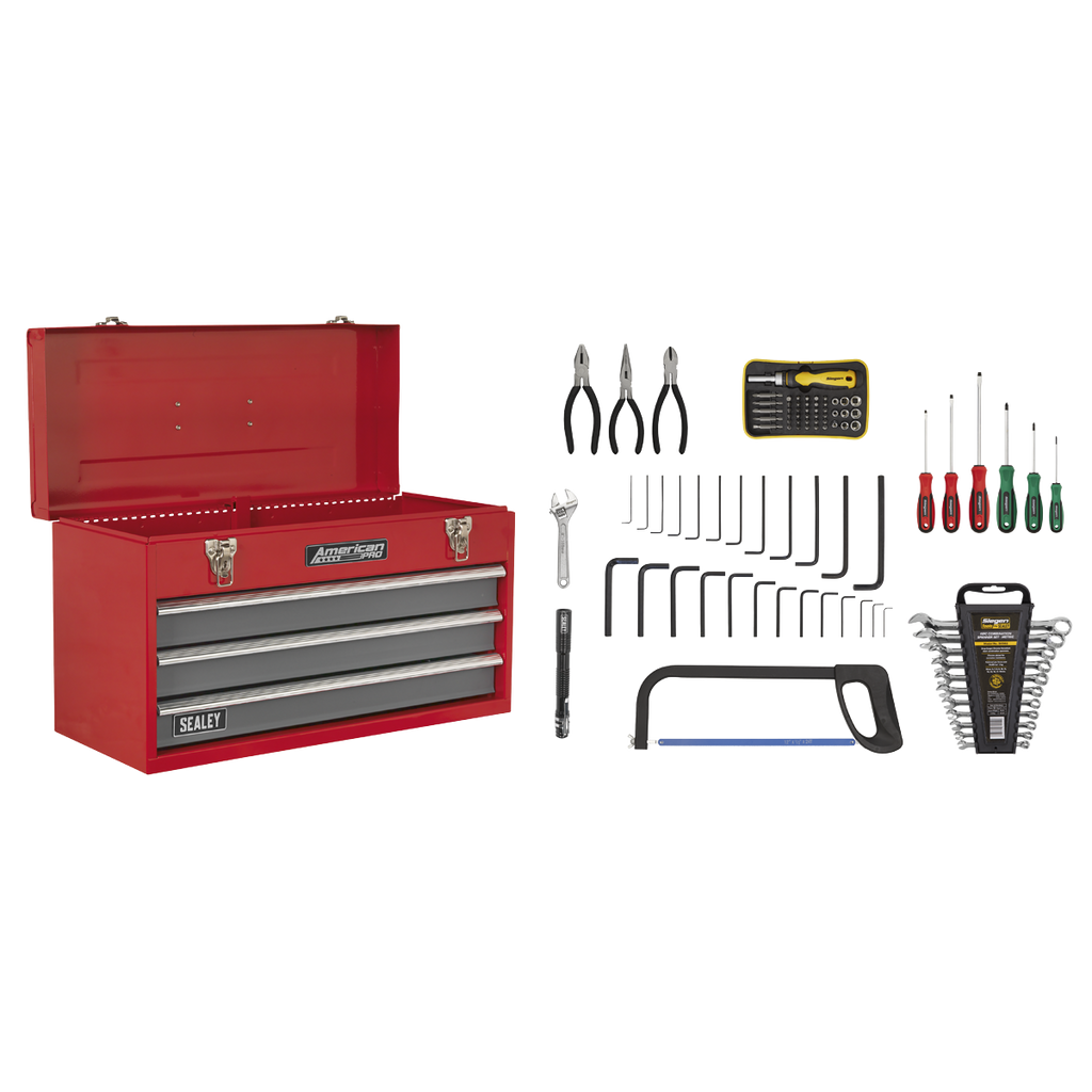 Tool Chest 3 Drawer with 93pc Tool Kit - Red/Grey AP9243BBCOMBO