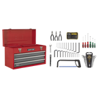 Tool Chest 3 Drawer with 93pc Tool Kit - Red/Grey AP9243BBCOMBO