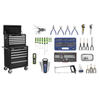 Topchest & Rollcab Combination 10 Drawer with 148pc Tool Kit - Black APCOMBOBBTK56
