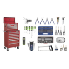 Topchest & Rollcab Combination 15 Drawer with 148pc Tool Kit - Red APCOMBOBBTK57