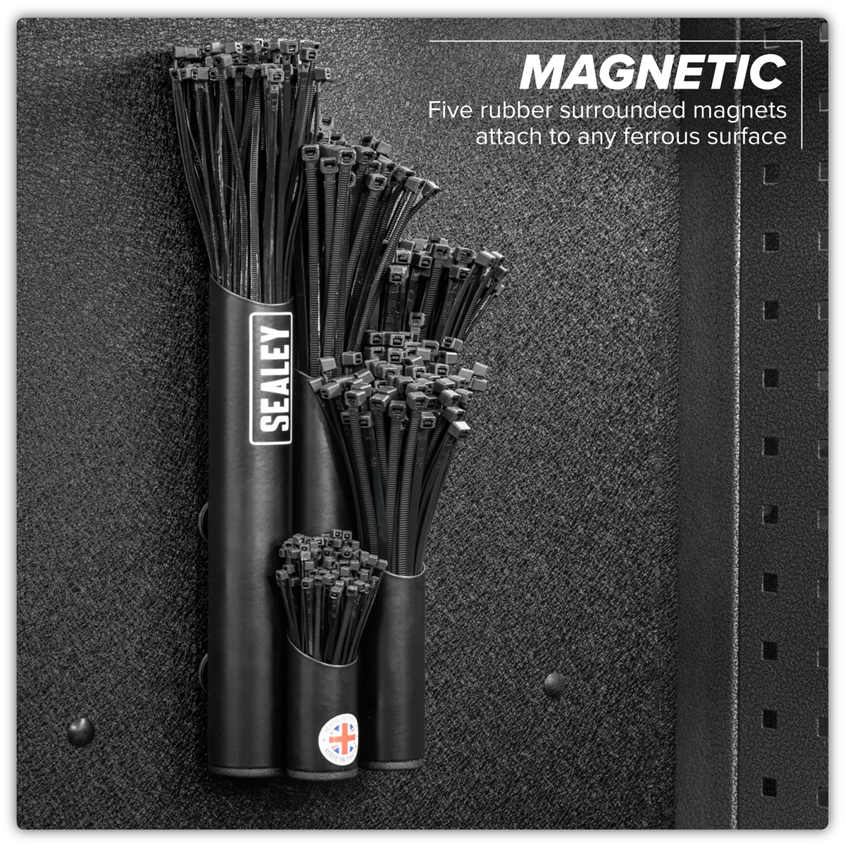 Large Magnetic Cable Tie Holder - Black APCTHBXL
