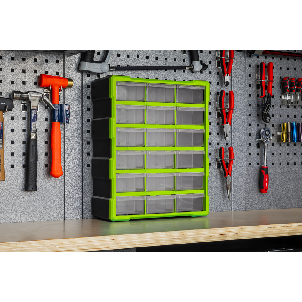 Cabinet Box 18 Drawer - Green/Black APDC18HV