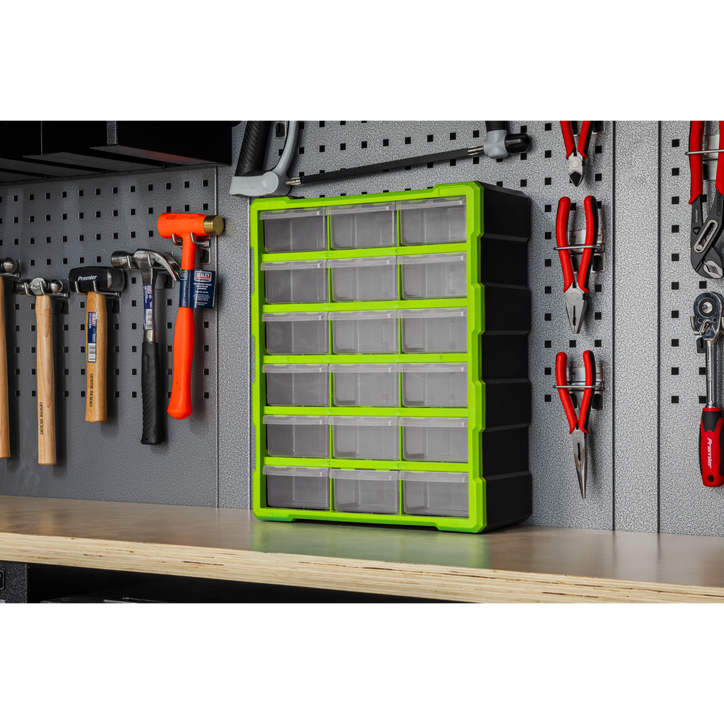 Cabinet Box 18 Drawer - Green/Black APDC18HV
