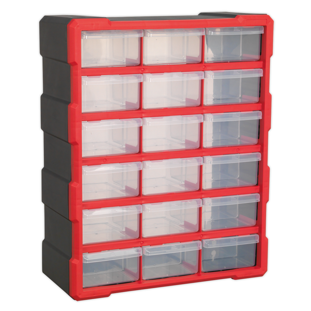 Cabinet Box 18 Drawer - Red/Black APDC18R