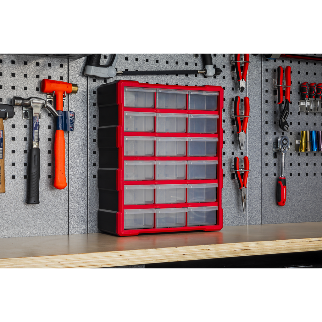 Cabinet Box 18 Drawer - Red/Black APDC18R