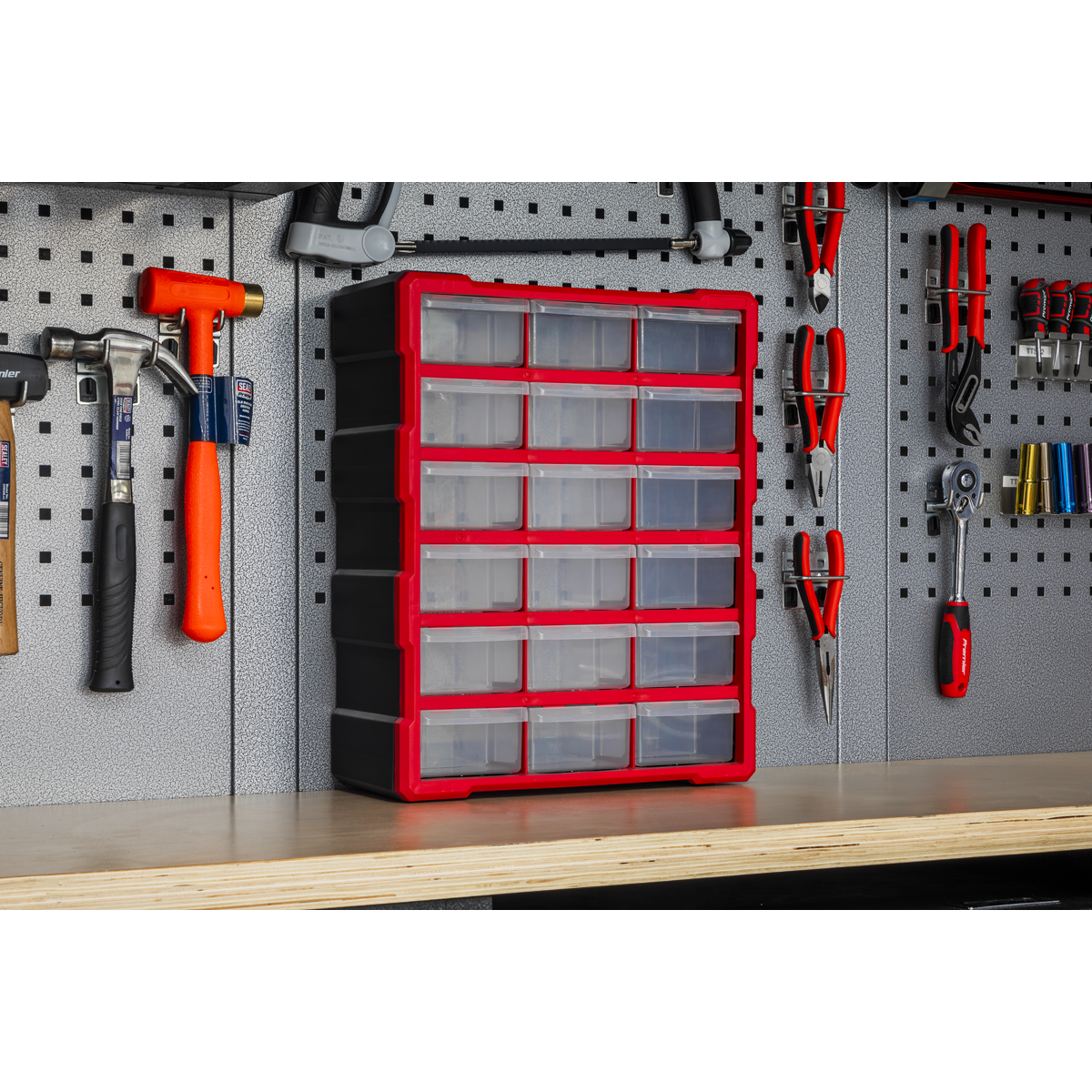 Cabinet Box 18 Drawer - Red/Black APDC18R