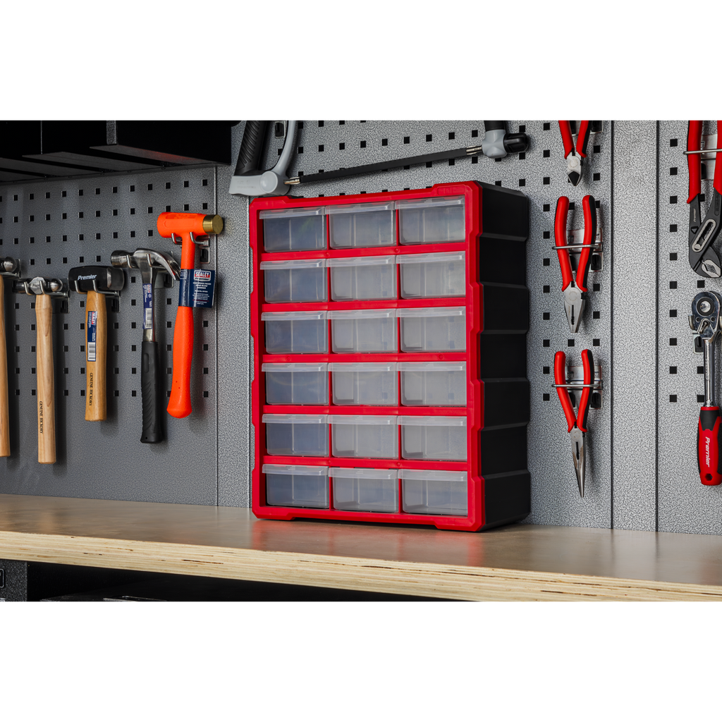 Cabinet Box 18 Drawer - Red/Black APDC18R