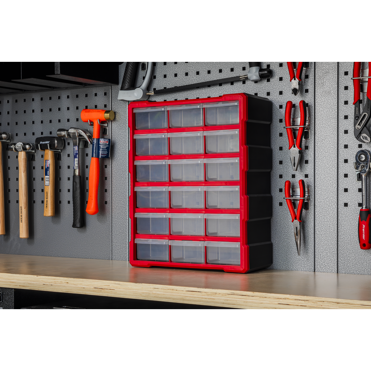 Cabinet Box 18 Drawer - Red/Black APDC18R