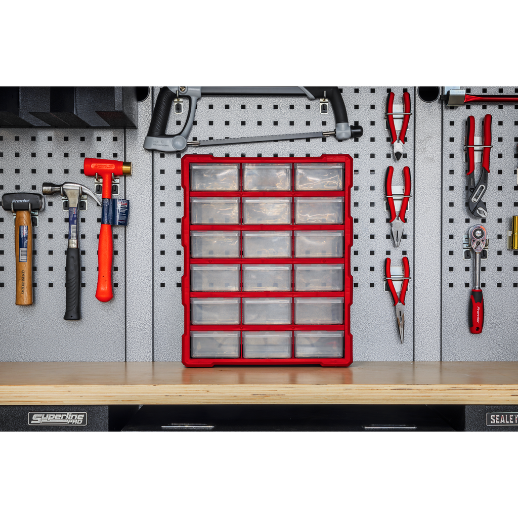 Cabinet Box 18 Drawer - Red/Black APDC18R