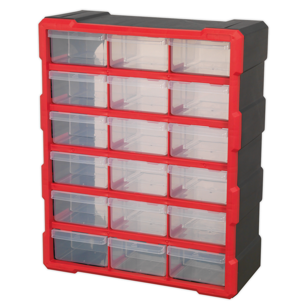 Cabinet Box 18 Drawer - Red/Black APDC18R