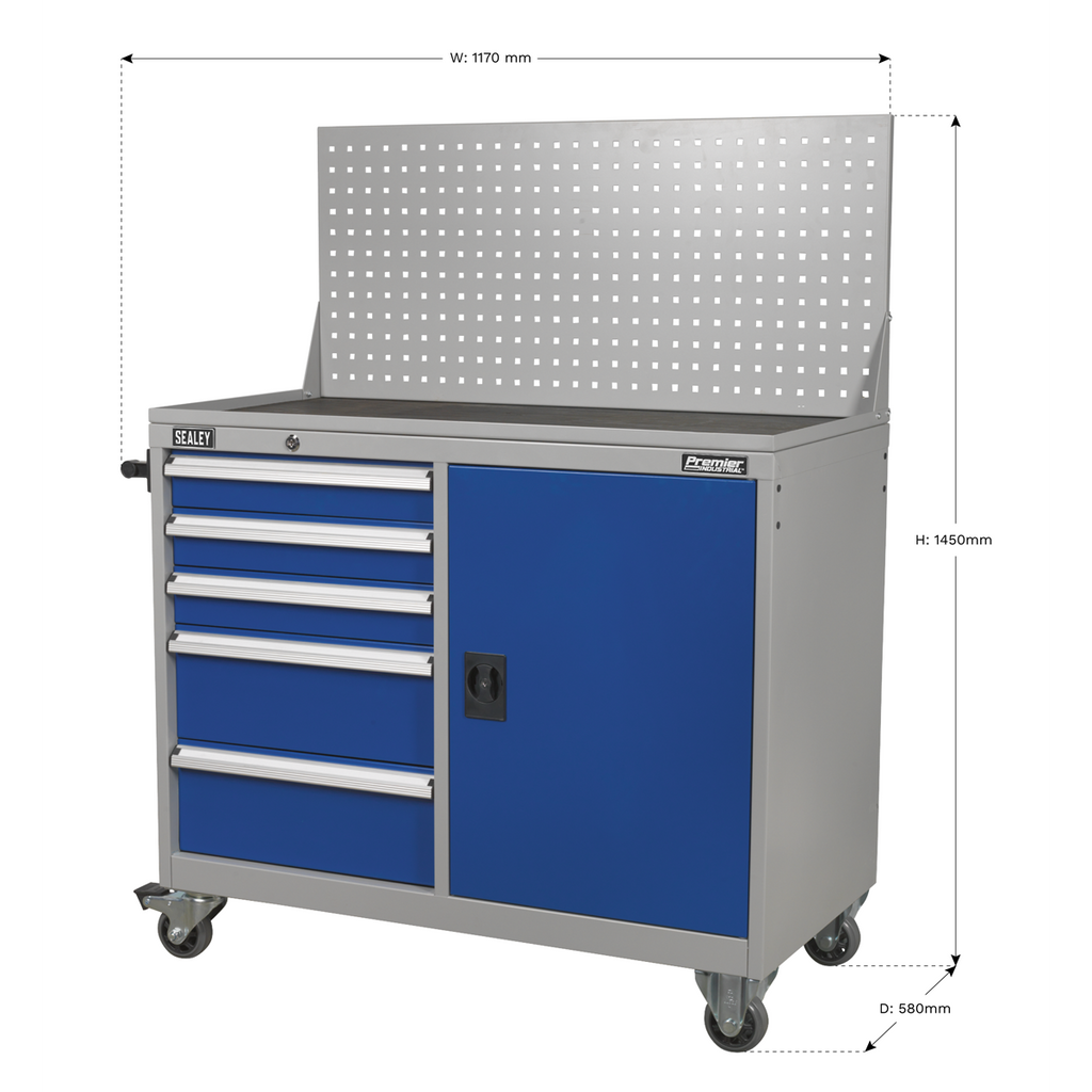 Industrial Mobile Workstation with 5 Drawers & 1 Shelf API1103A