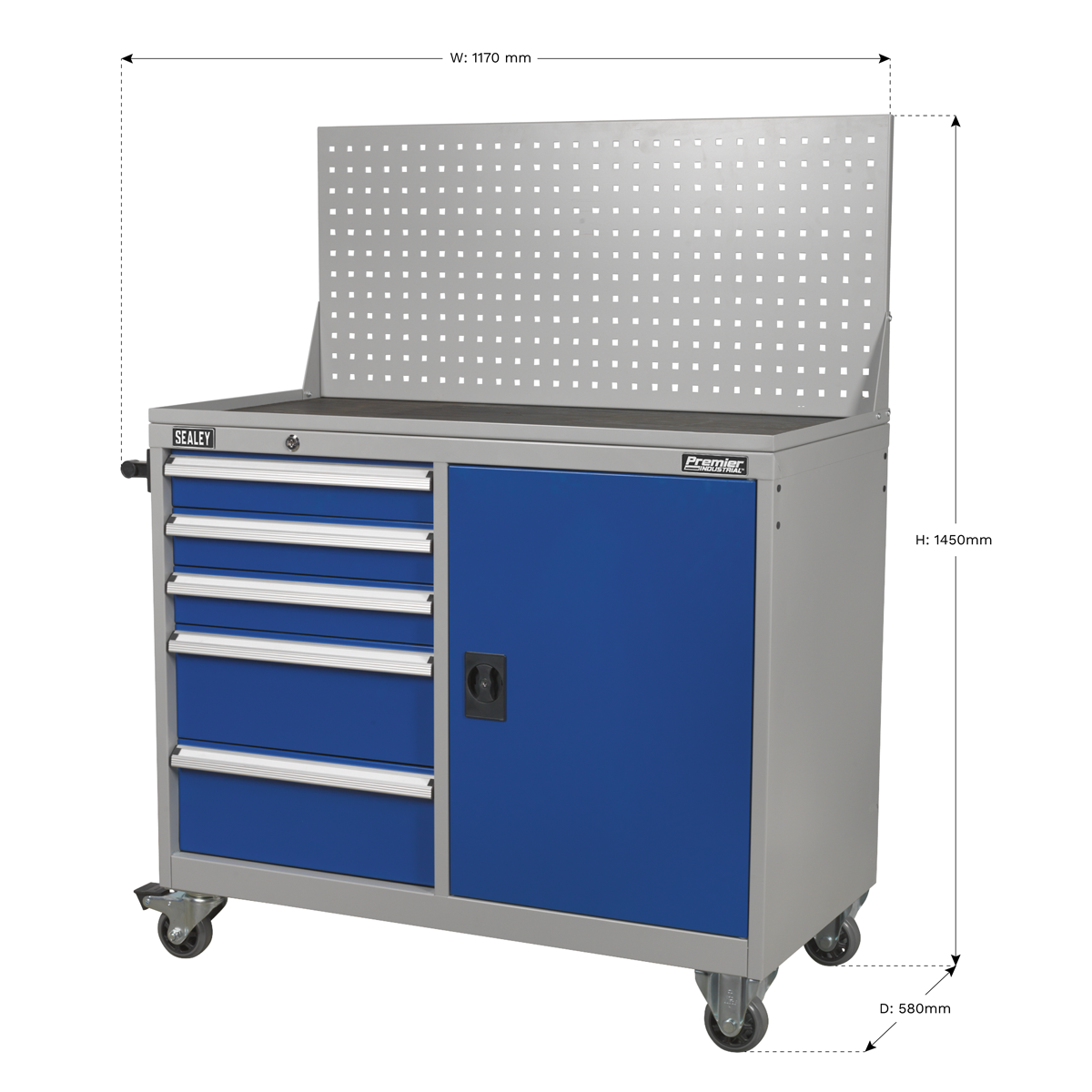 Industrial Mobile Workstation with 5 Drawers & 1 Shelf API1103A