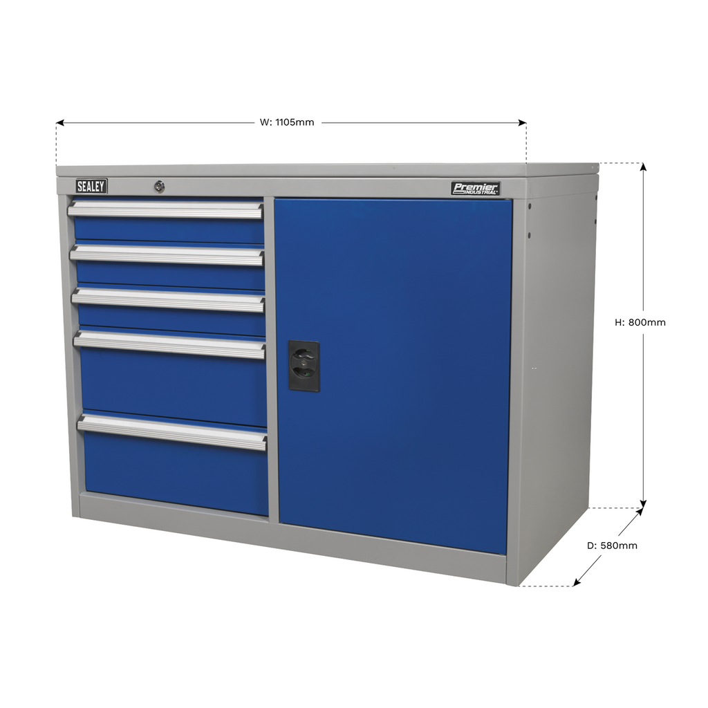 Industrial Cabinet/Workstation with 5 Drawers & 1 Shelf API1103B