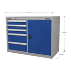 Industrial Cabinet/Workstation with 5 Drawers & 1 Shelf API1103B
