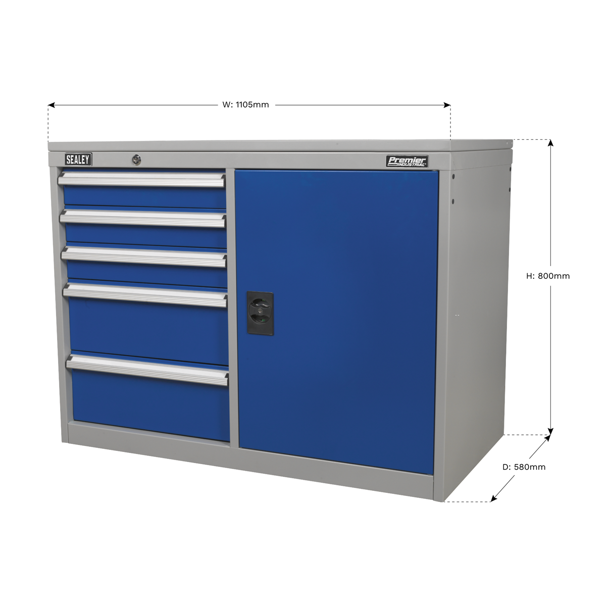 Industrial Cabinet/Workstation with 5 Drawers & 1 Shelf API1103B