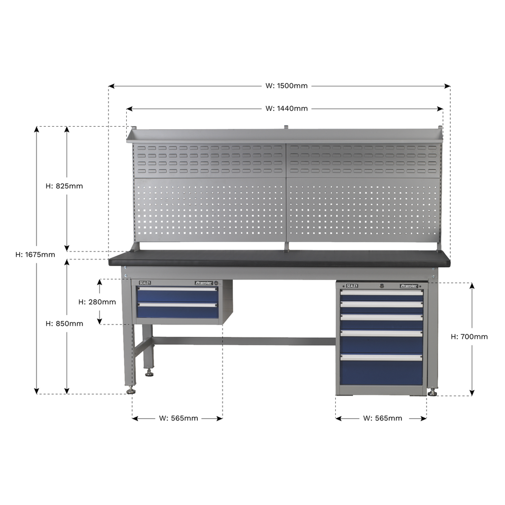 Complete Industrial Workstation & Cabinet Combo 1.5m API1500COMB02