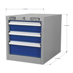 Industrial Triple Drawer Unit for API Series Workbenches API16