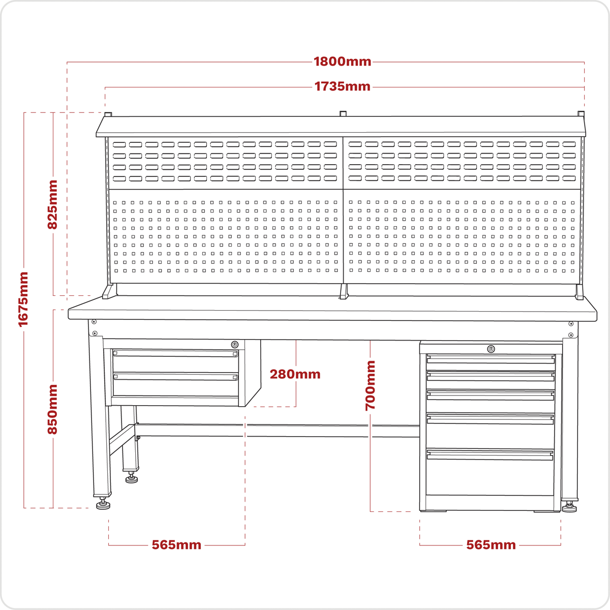 Complete Industrial Workstation & Cabinet Combo 1.8m API1800COMB02