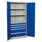 Industrial Cabinet with 5 Drawers & 3 Shelves 1800mm APICCOMBO5