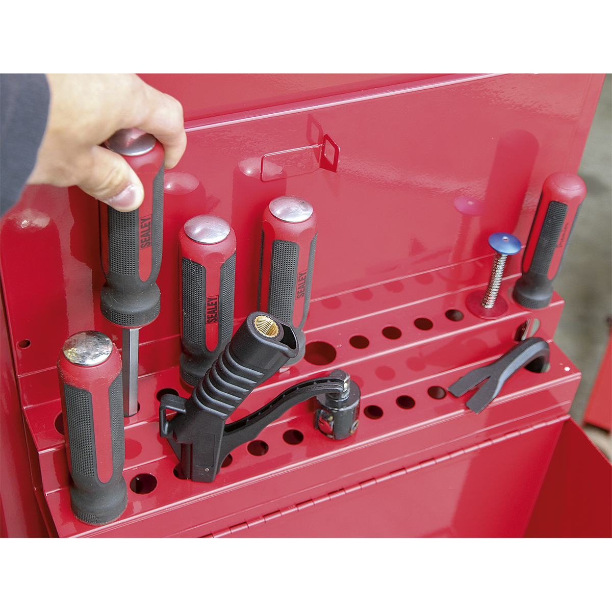 Side Cabinet for Long Handle Tools - Red APLHT