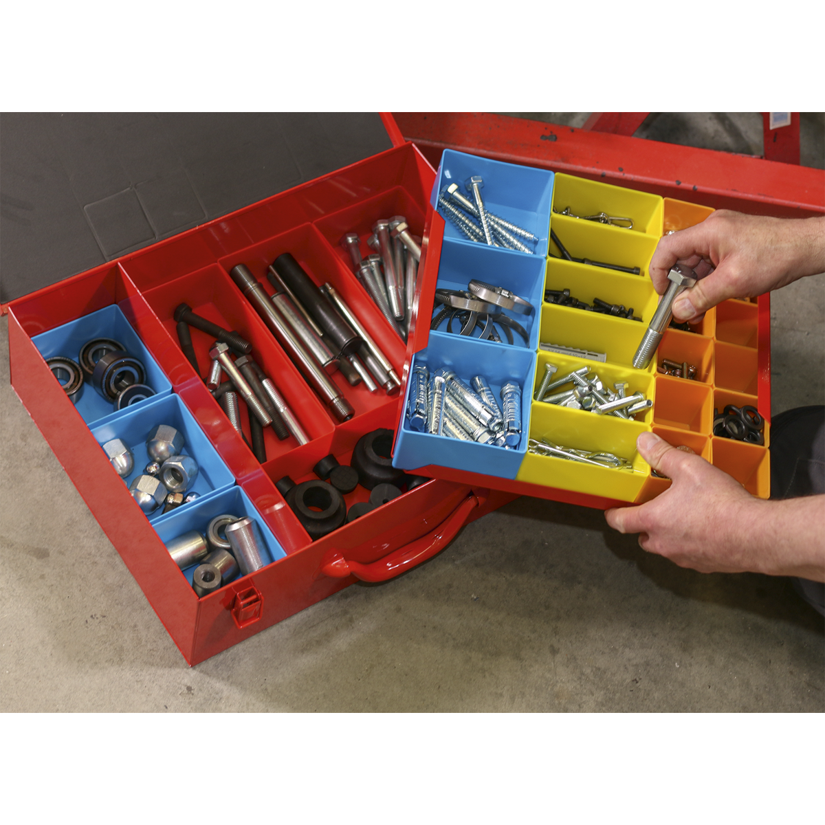 2-Layer Metal Case with 27 Storage Bins APMC27