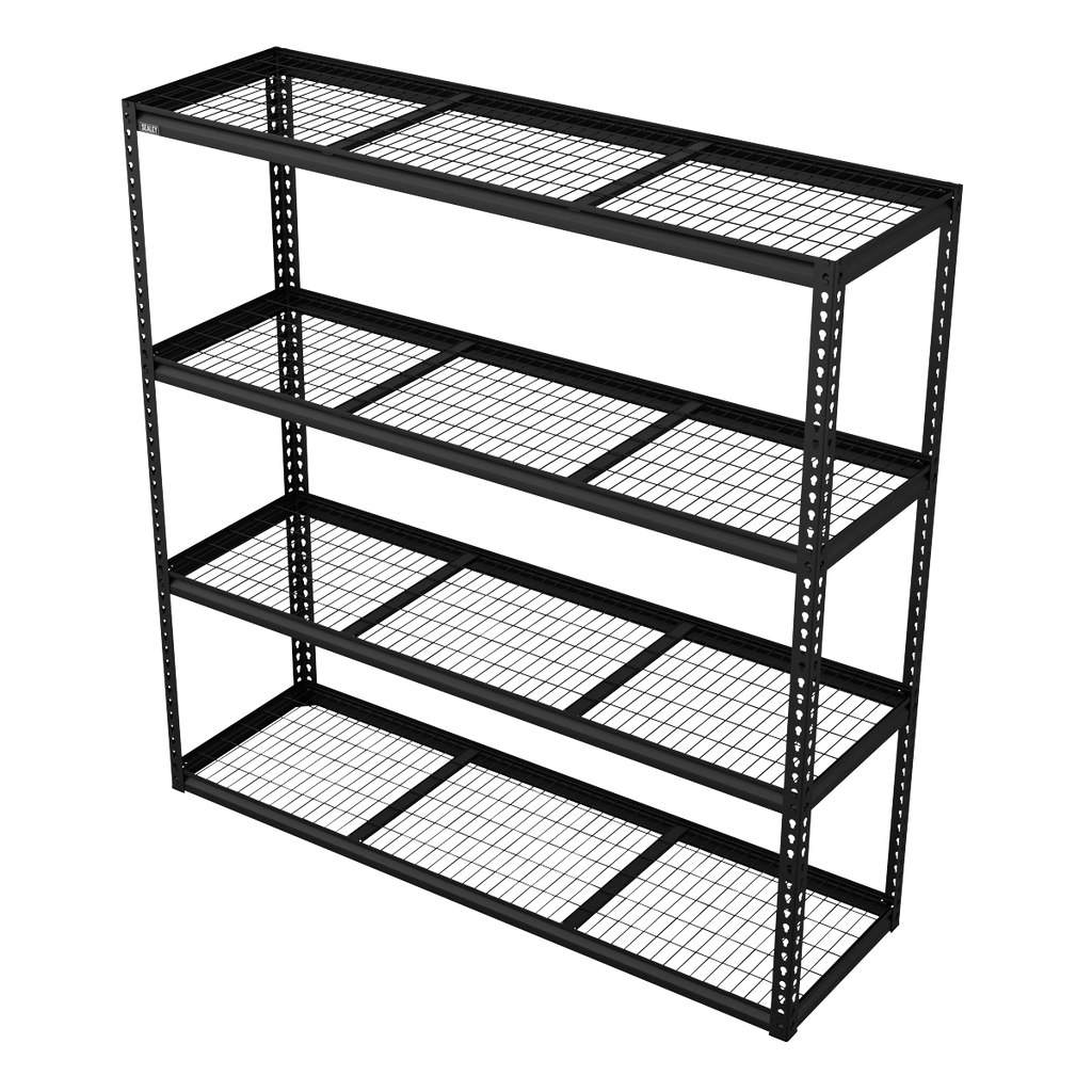 Heavy-Duty Modular Racking Unit with 4 Mesh Shelves 300kg Capacity Per Level APMR1
