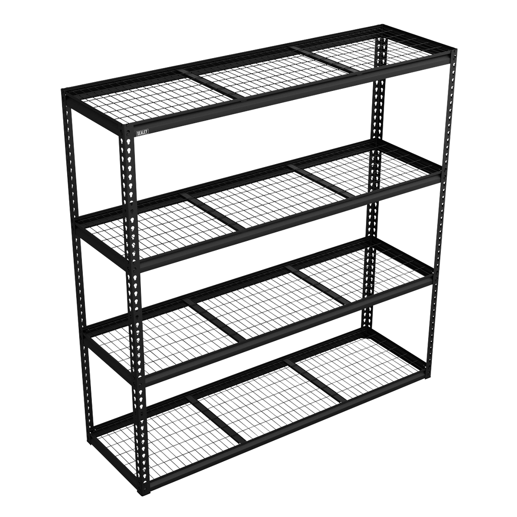 Heavy-Duty Modular Racking Unit with 4 Mesh Shelves 300kg Capacity Per Level APMR1
