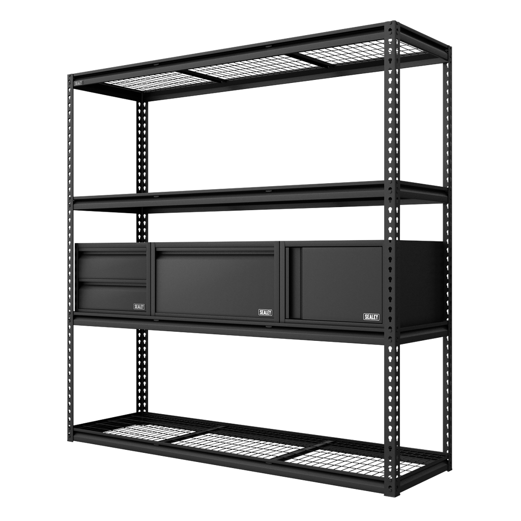 Heavy-Duty Modular 4-Tier Racking Kit with 3 Storage Units - 300kg Capacity Per Level APMRCOMBO1
