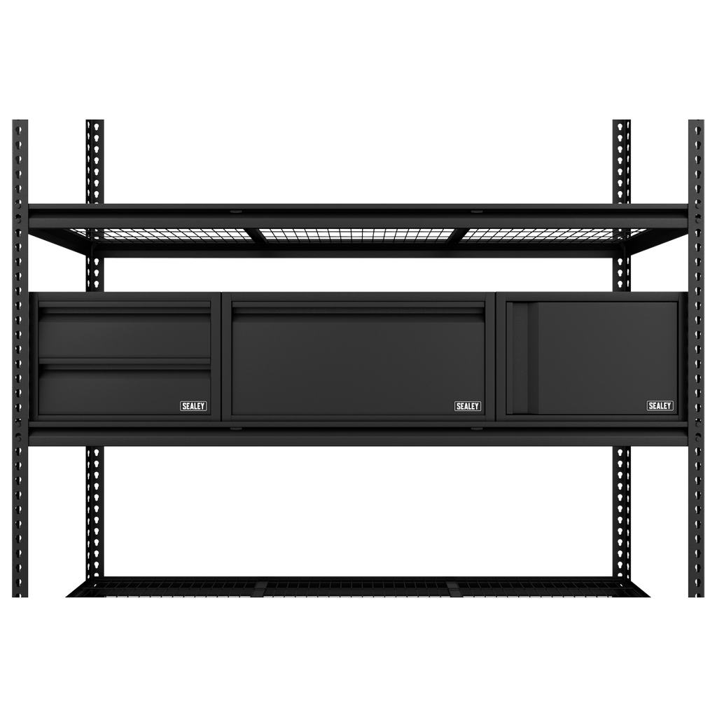 Heavy-Duty Modular 4-Tier Racking Kit with 3 Storage Units - 300kg Capacity Per Level APMRCOMBO1