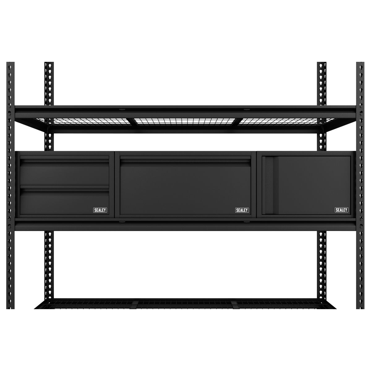 Heavy-Duty Modular 4-Tier Racking Kit with 3 Storage Units - 300kg Capacity Per Level APMRCOMBO1