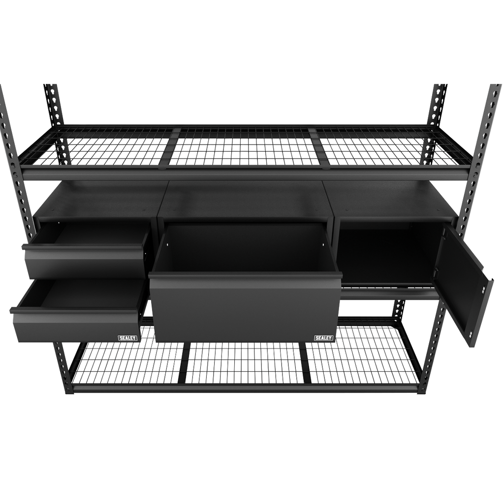 Heavy-Duty Modular 4-Tier Racking Kit with 3 Storage Units - 300kg Capacity Per Level APMRCOMBO1