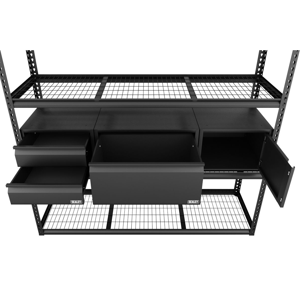 Heavy-Duty Modular 4-Tier Racking Kit with 3 Storage Units - 300kg Capacity Per Level APMRCOMBO1