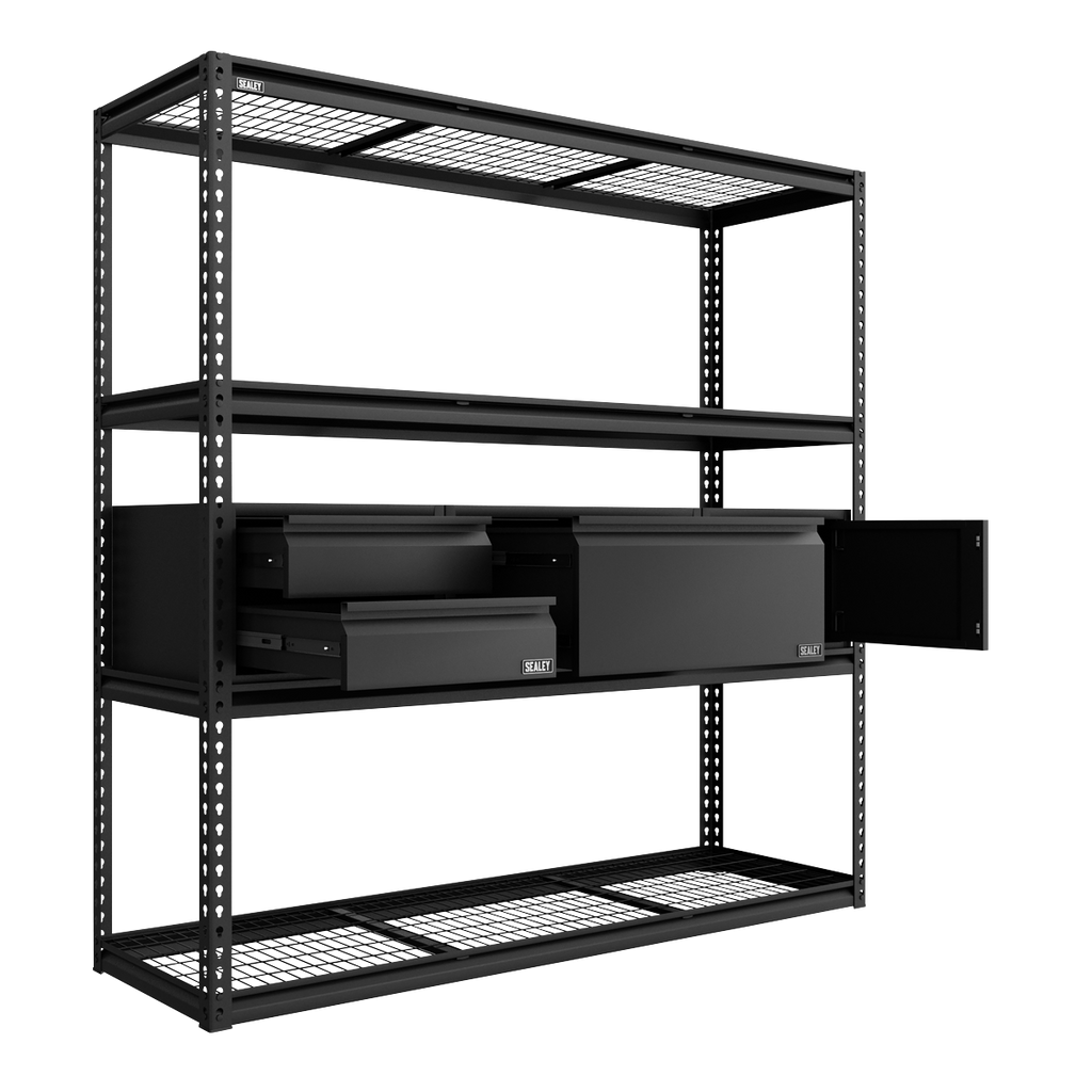 Heavy-Duty Modular 4-Tier Racking Kit with 3 Storage Units - 300kg Capacity Per Level APMRCOMBO1
