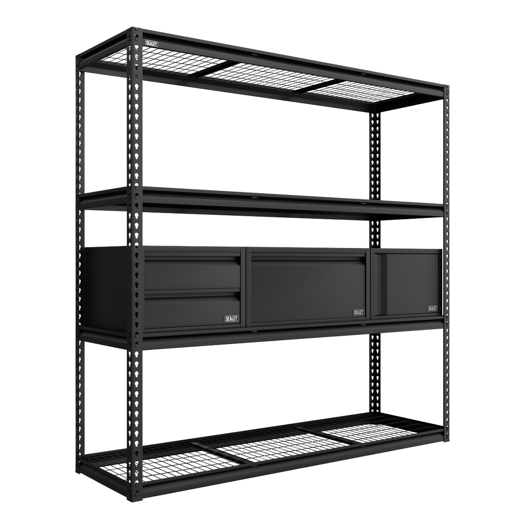 Heavy-Duty Modular 4-Tier Racking Kit with 3 Storage Units - 300kg Capacity Per Level APMRCOMBO1