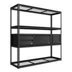 Heavy-Duty Modular 4-Tier Racking Kit with 3 Storage Units - 300kg Capacity Per Level APMRCOMBO1