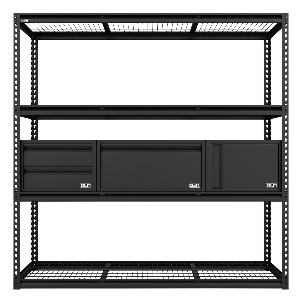 Heavy-Duty Modular 4-Tier Racking Kit with 3 Storage Units - 300kg Capacity Per Level APMRCOMBO1