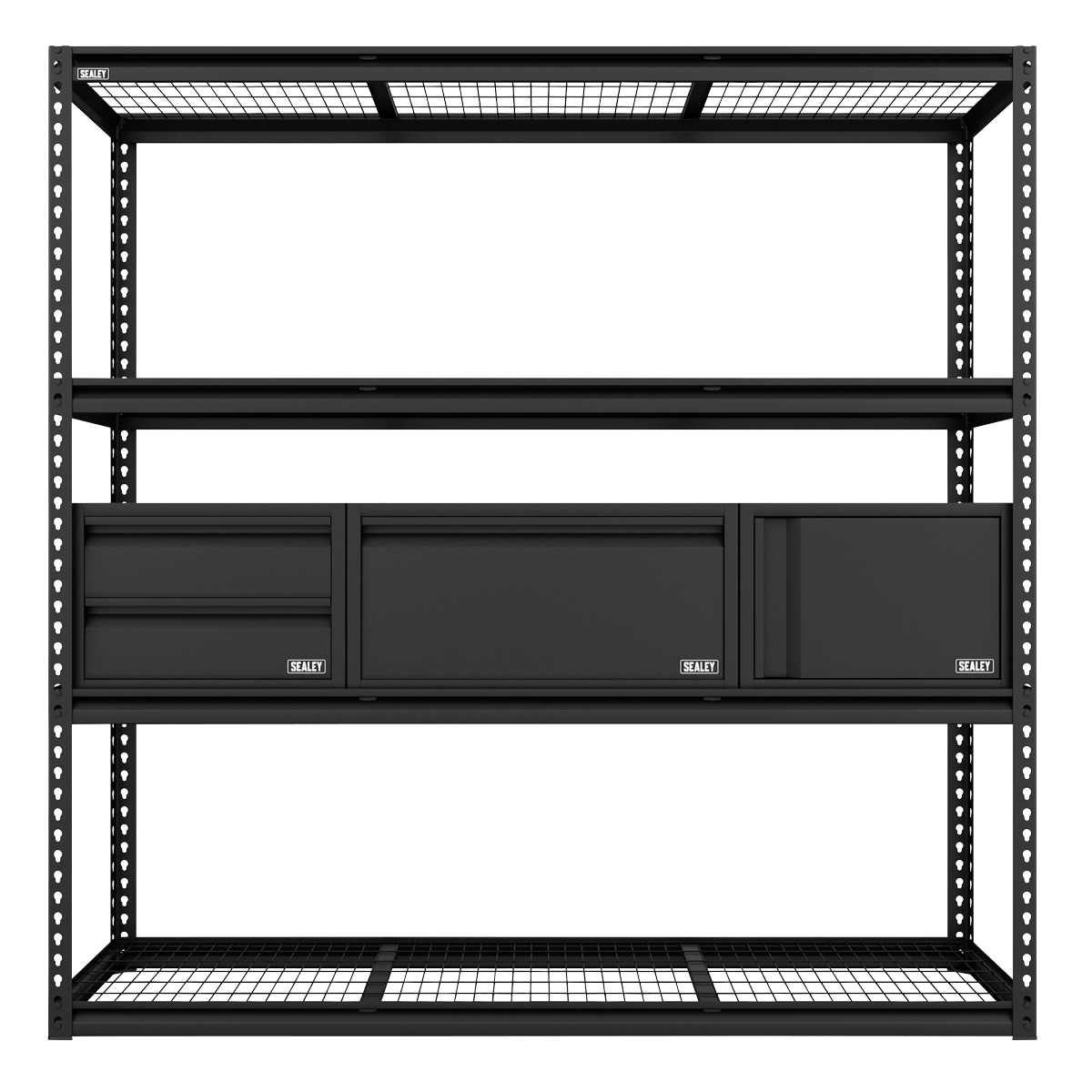 Heavy-Duty Modular 4-Tier Racking Kit with 3 Storage Units - 300kg Capacity Per Level APMRCOMBO1