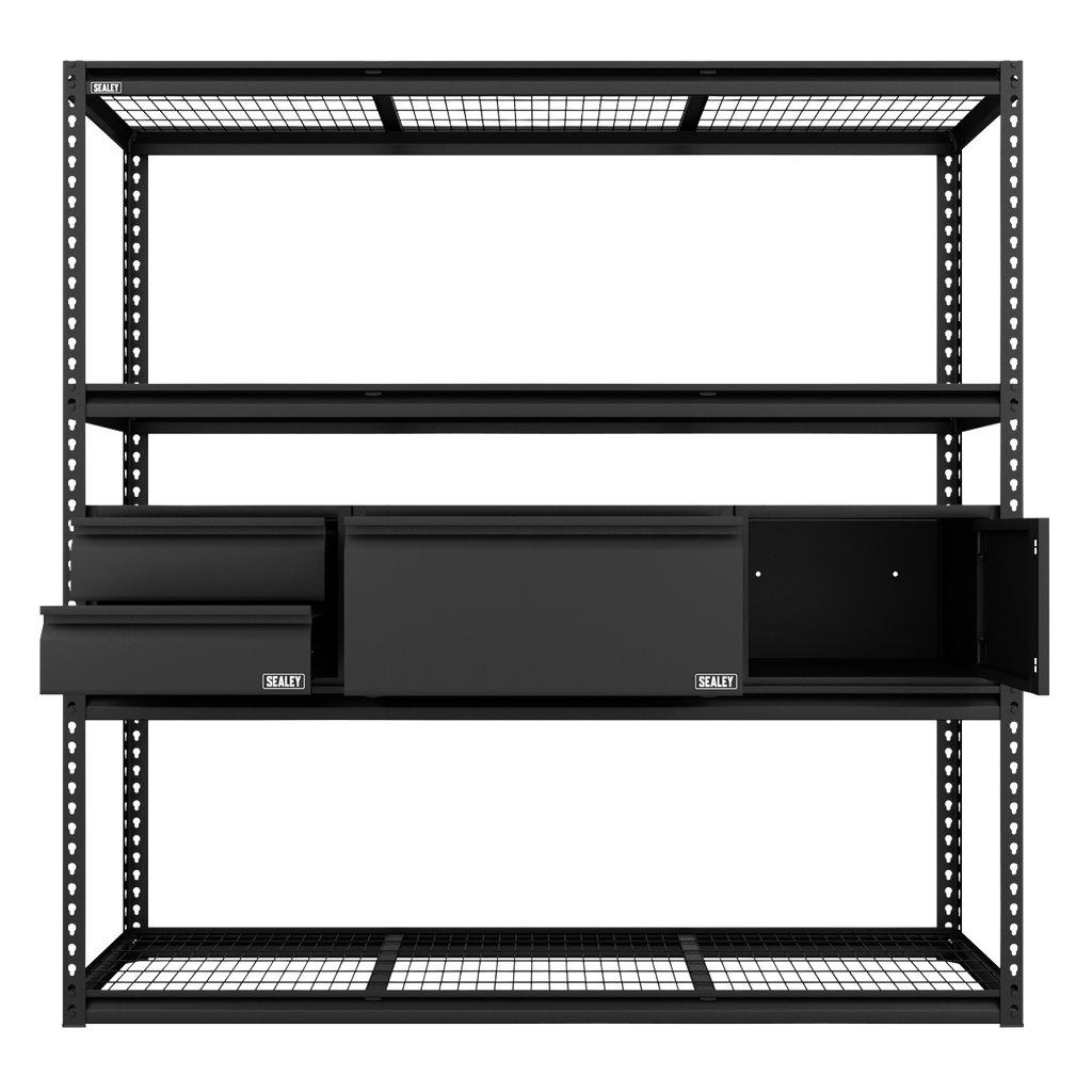 Heavy-Duty Modular 4-Tier Racking Kit with 3 Storage Units - 300kg Capacity Per Level APMRCOMBO1