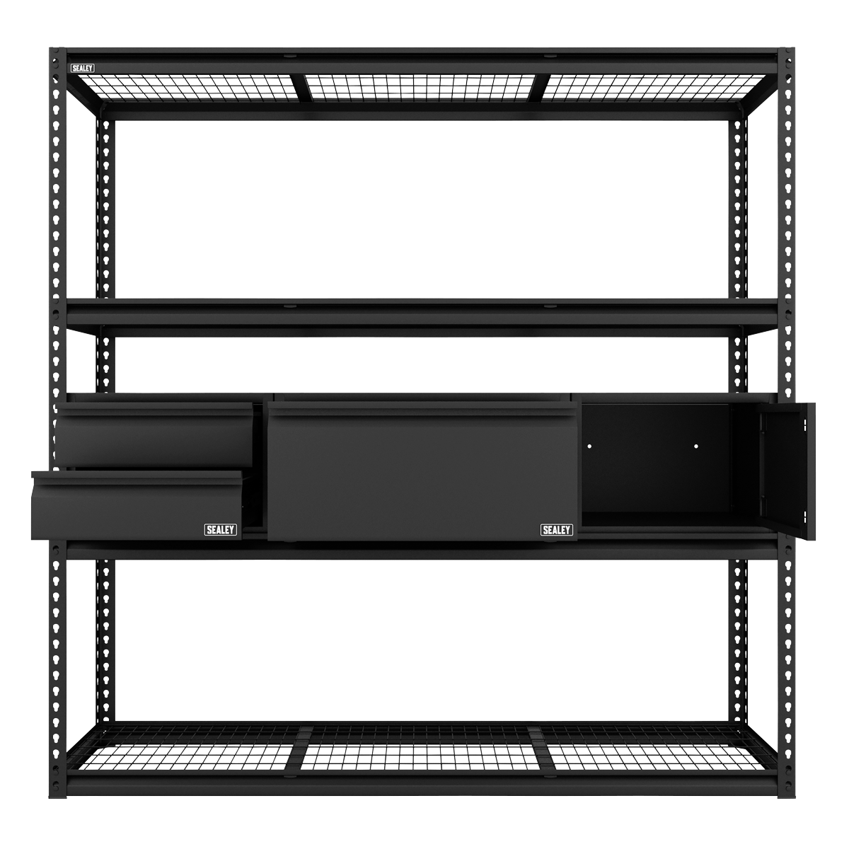 Heavy-Duty Modular 4-Tier Racking Kit with 3 Storage Units - 300kg Capacity Per Level APMRCOMBO1