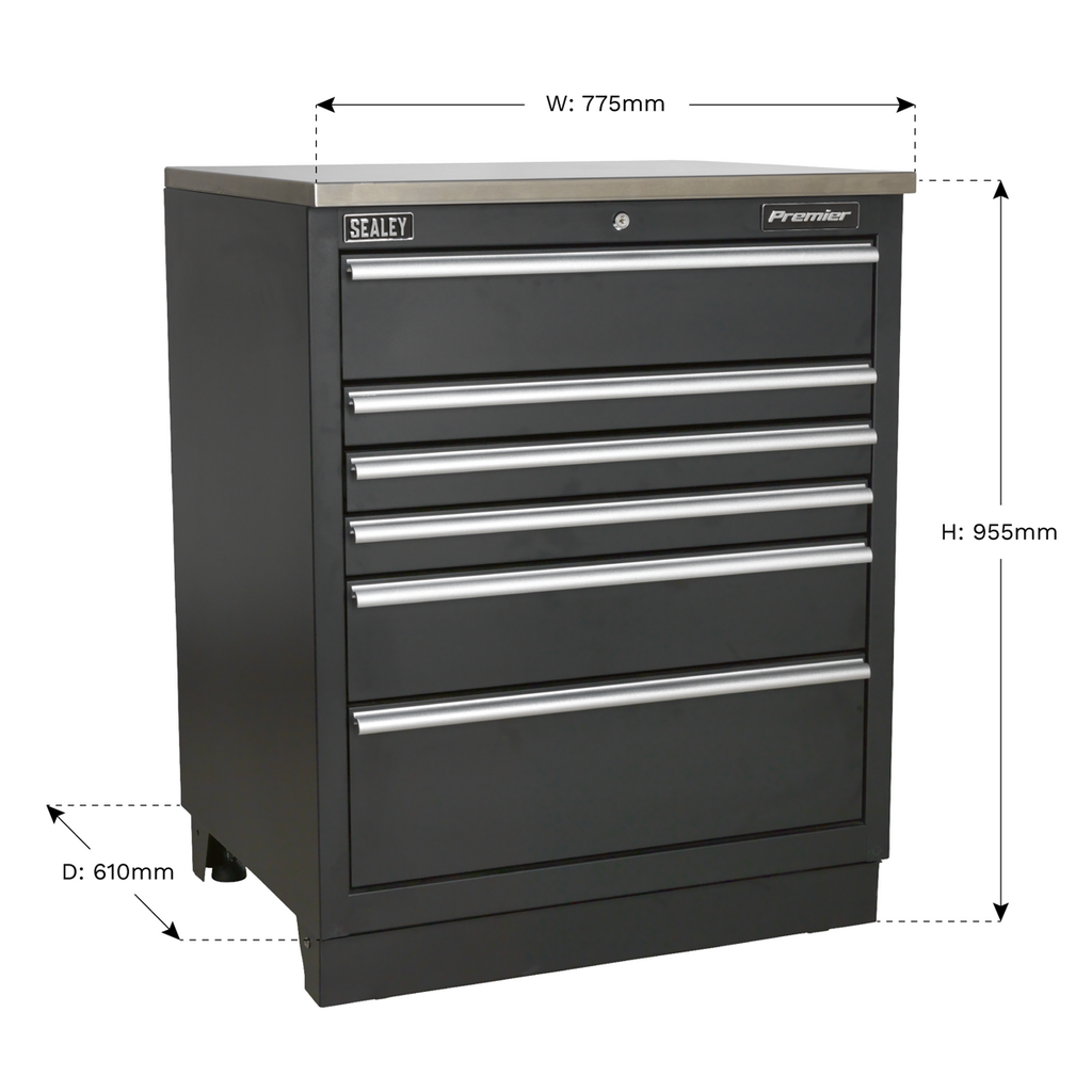 Heavy-Duty Modular Floor Cabinet 6 Drawer 775mm APMS03